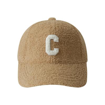 China COMMON Warm Custom Plush Faux Fur Fur Fluffy Custom Logo Design Outdoor 6 Panel Hat Winter Lambswool Baseball Hat Fluffy Hat for sale