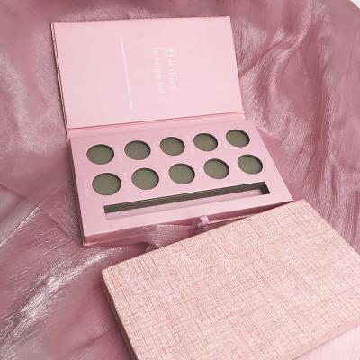 China Waterproof Create a Custom Pink Logo Eye Shadow Empty Brand Makeup Diary Notebook Eyeshadow Palette for sale