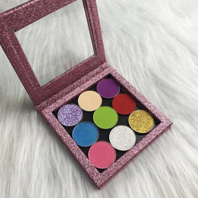 China Waterproof Custom Glitter Eyeshadow Box 9 Colors Eyeshadow Palette DIY Private Label Eyeshadow Magnetic Paper Palette for sale