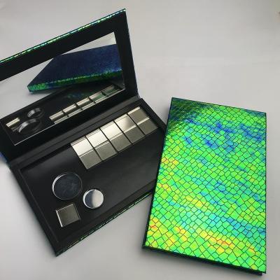 China Waterproof Unique Luxury Leather Custom Eyeshadow Palette Make Your Own Eyeshadow Packaging Magnetic Empty Palette for sale