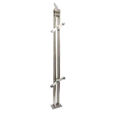 China Product Stainless Steel Balcony Glass Column Modern High Quality Design Two Cavity Staircase Fence Railing for sale