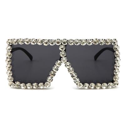 China Fashion Sunglasses branded custom logo fashion oversized luxury women diamond shape sunglasses with rhinestone for sale