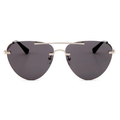 China Fashion Sunglasses OEM Custom Double Bridge Triangular Rimless Women Unisex Sunglasses for sale