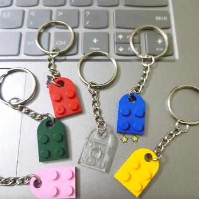 China Plastic Fashion Legos Heart Shaped Building Blocks Couple Key Chain Handmade Best Friend Jewelry Heart Shaped Key Chain Gift for sale