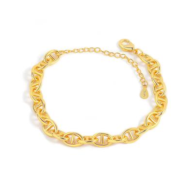 China Wholesale Current geometric metal punk exaggerated jewelry unisex personality hip hop pig nose gold creative link chain bracelet for sale