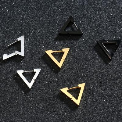 China European and American Shiny Titanium Steel Triangle Stud Earrings Triangle Style Jewelry Unisex Gifts for sale