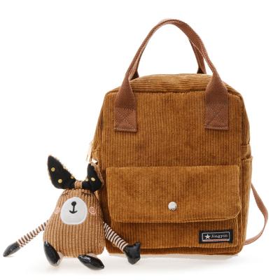 China Women Portable Corduroy Backpack Candy Color School Bags For Teenagers Girls Patchwork Rucksack Female Backpack Mochila for sale