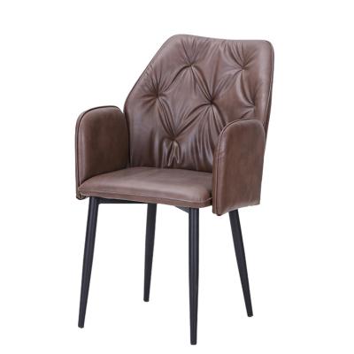 China Upholstered Upholstered Dining Chairs Dining Steel Leather Studded Leather Dining Chair Italian Minimalist Leather Chair for sale