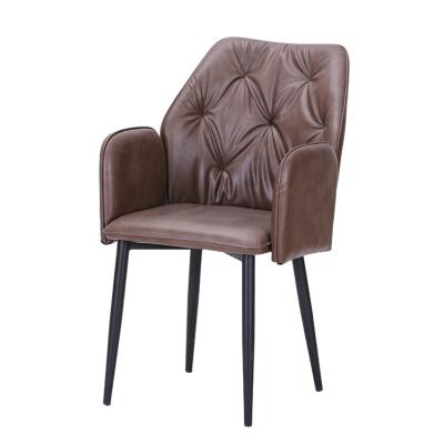 China Modern Dining Chairs Upholstered Leather Cafe Luxury Home Leather Chair Dining Chair Brown Leather for sale