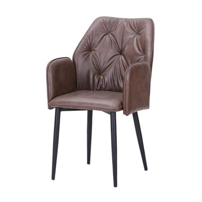 China European Dining Chairs Luxury Modern Brown Leather Restaurant Upholstered Dining Chairs Leather Chair for sale