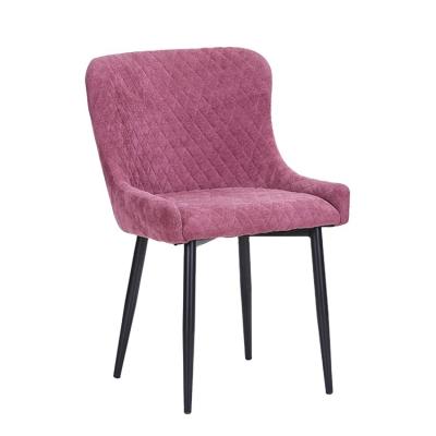 China Luxury dining fuzzy dining chair Italy upholstered luxury Bazhou metal chair velvet frame Korean high quality Japanese style small for sale