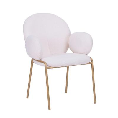 China Nordic French Provincial Style Tufted Design Cane Loop Inner Fabric Upholstered Dining Chair With Metal Gold Legs for sale