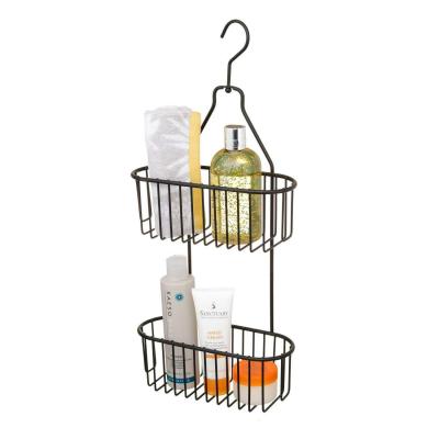 China Wholesale Sustainable Metal Corner Shower Rack No Drill Silver Storage Hanger Rack Shower Basket for sale