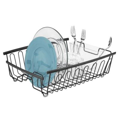 China Sustainable Nordic Storage Basket Dish Drying Rack Shelf Black Cutlery Storage Basket for sale