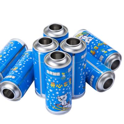 China Recyclable Labeling Machine Aerosol Cans Crimp-Machine-For-Aerosol Spray Cans Gold Color Aerosol Foil Can Making Line for sale