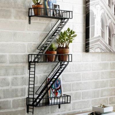 China Fire Exit Adjustable Black New York Style Unique (Other) Wall Shelves Novelty Unit Metal Wall Shelves for sale