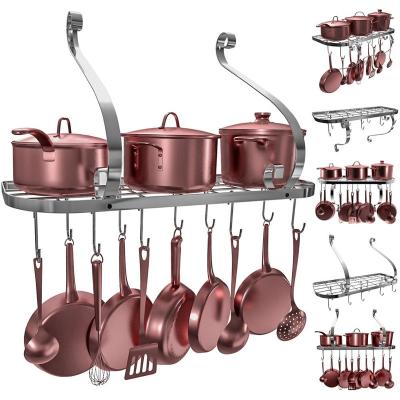 China Sustainable Wall Metal Kitchen Pendant Pan Rack High Quality Kitchen Pot and Pan Organizer Rack for sale