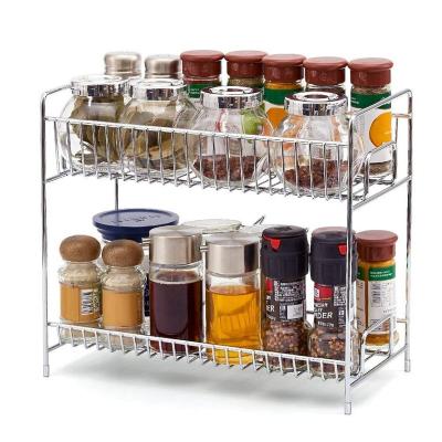 China Home Kitchen Customize 2-Tier Stand Kitchen Spice Rack Storage Rack for sale