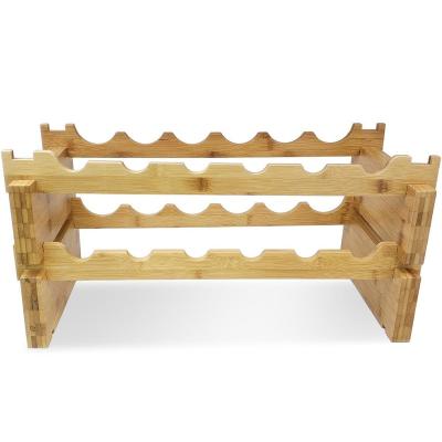 China High Quality Stackable Natural Solid Wood Sustainable 12-Bottle Wine Display Rack And Storage Rack for sale