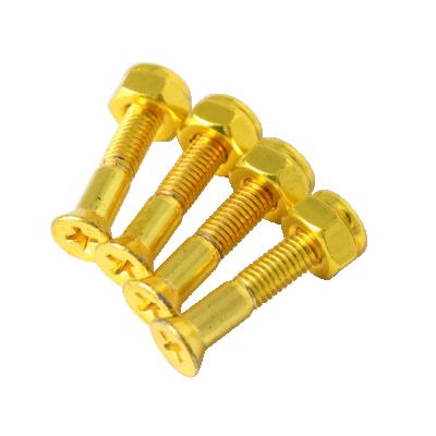 China Skateboard Hardware Lock Kingpin Gold Nuts Skateboard Screw Skateboard Axle Bolt White Colored for sale