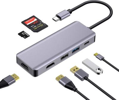 China Computer Stock Type C Hub 7 In 1 Usb C Hub 3.1 Usb For Computer With Dual HD 4K for sale