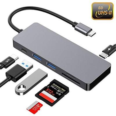 China Type C Devices 6 in 1 Aluminum Alloy USB C Hub with UHS-II SD4.0 Card Reader for Sony for SanDisk for sale