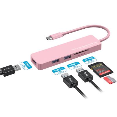 China Data Transfer Colorful USB C HUB for USB3.0 and Card Reader for sale