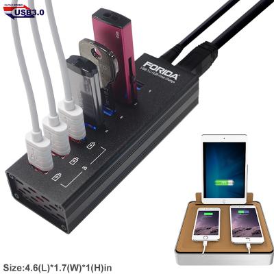 China All USB Devices Powered USB 3.0 Hub 7 Port With 4 USB3.0 Ports, 3 Smart Charging Ports, Long Cord, LED for sale