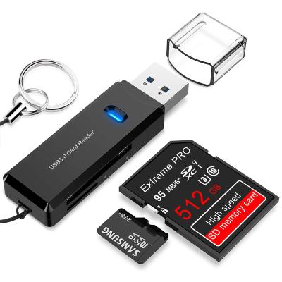 China USB3.0 USB 3.0 OTG Card Reader Dual Slot Flash Memory Card Adapter Hub for TF, SD, MicroSD, SDXC, SD HC, MMC, RS-MMC for sale