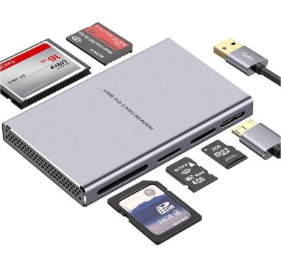 China All USB Devices Aluminum Alloy USB 3.0 Card Reader with SD, MicroSD, CF, MS and M2 for sale