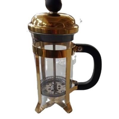 China Durable stainless steel electroplating mounted gold french press coffee maker coppee pot for office&kitchen&bar coffee maker for sale