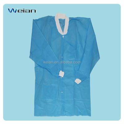 China PP/PP+PE Disposable Nonwoven Visit Gown, Lab Coat for sale