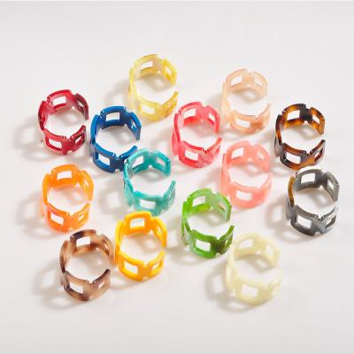 China Vintage Chunky Candy Color Poly Acrylic Geometric Rings Cute Texture Marble Acid Acetate Acrylic Resin Colorful Ring Set For Woman for sale