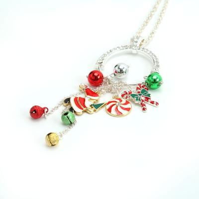 China TRENDY Gold Plated Father Christmas Jingling Bell Custom Double Layered Christmas Pendant Necklace for sale