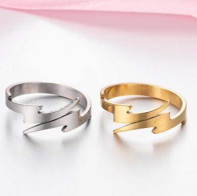 China TRENDY Stainless Steel Gold Plated Lightning Rings For Women for sale