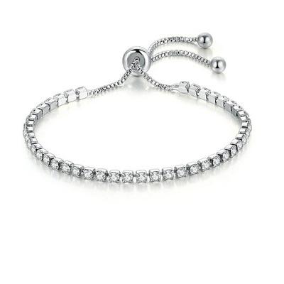 China TRENDY Hot Selling White Gold Colored Adjustable Cubic Zircon 2-3mm Tennis Bracelet Jewelry Men Women Women for sale