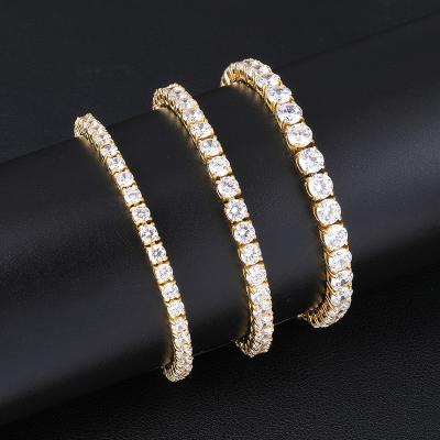 China FASHIONABLE Luxury Gold Plated 4mm Stainless Steel Cubic Zircon Tennis Bracelet Jewelry For Women Men for sale