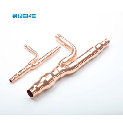 China High Quality Refrigeration Parts Y Branch Copper Pipe Or Dispersion Copper Pipe Fitting For Central Air Conditioner for sale