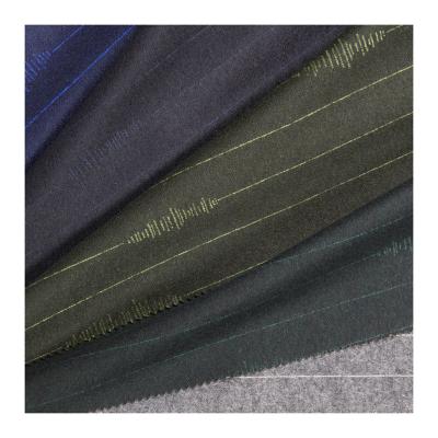 China New Design Wrinkle Resistant Cashmere Italian Luxury Custom Fabric Stripe Australian Merino Wool Cotton Blend Fabric For Coats for sale