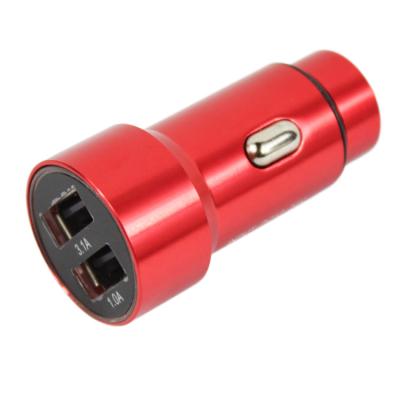 China Mobile Phone 2 in 1 Alloy Vehicle Usb 3.1A 5V Car Aluminum Dual Port Charging Charger for sale