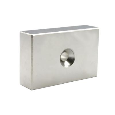 China Rare Industrial Neodymium Block Magnet Earth M5 Countersunk Hole Rectangular Magnet for sale