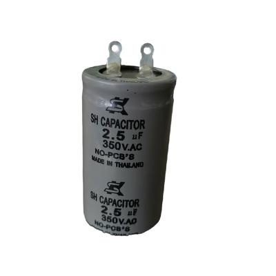 China Brand New Home Factory Start Motor Capacitor 2.5UF 3.5UF 350V Running Single Pin for sale