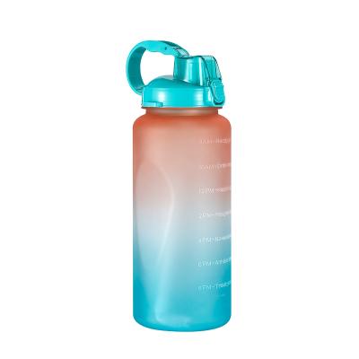 China Sustainable 64 oz Bpa Free Wholesale Petg Plastic Sports Set Half Gallon Motivational Bottled Water Bottles With Time Marker for sale