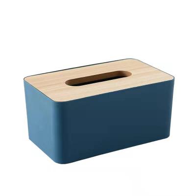 China Minimalist Wooden Storage Boxes Bamboo Cover Plastic Tissue Box Toilet Paper Tissue Paper Holder Box Lid Napkin Facial Snare for sale