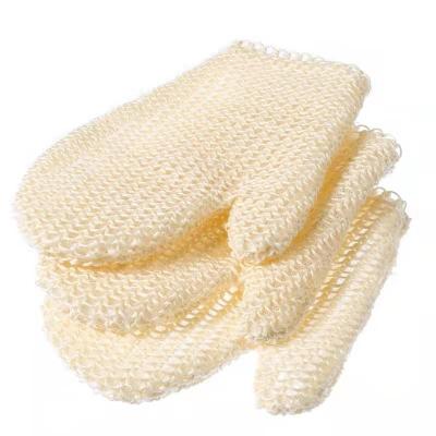 China EXFOLIATE Logo New Design Custom Sisal Silk Exfoliating Bath Gloves Skin Deep Cleansing Glove for sale