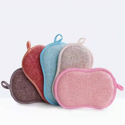 China New Design Microfiber Sustainable Biodegradable Bamboo Fiber Sponge Washing Dish Kitchen Sponge Multifunctional Double Sided Cleaning Pad for sale