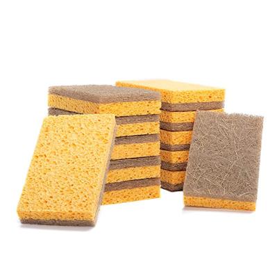 China Sustainable Eco-Friendly Biodegradable Sisal Fiber Natural Biodegradable Fiber Sponge Kitchen Cloth Sponge Cellulose Scrubber Kitchen Cleaning for sale