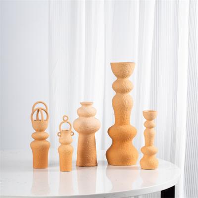 China Wholesale modern unique design vase and candlestick holder matte ceramic home decoration items other home decor for sale