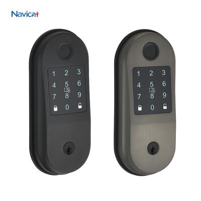 China Fingerprint TT Smart Wifi Tuya European Smart Elock Electric Bolt Door Knob Deadbolt Lock Set for sale