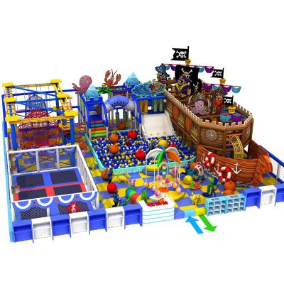 China Pirate Ship Theme Theme Park Manufacturer Indoor Professional Playground Kids Indoor Soft Playground Equipment Children With Big Slide for sale